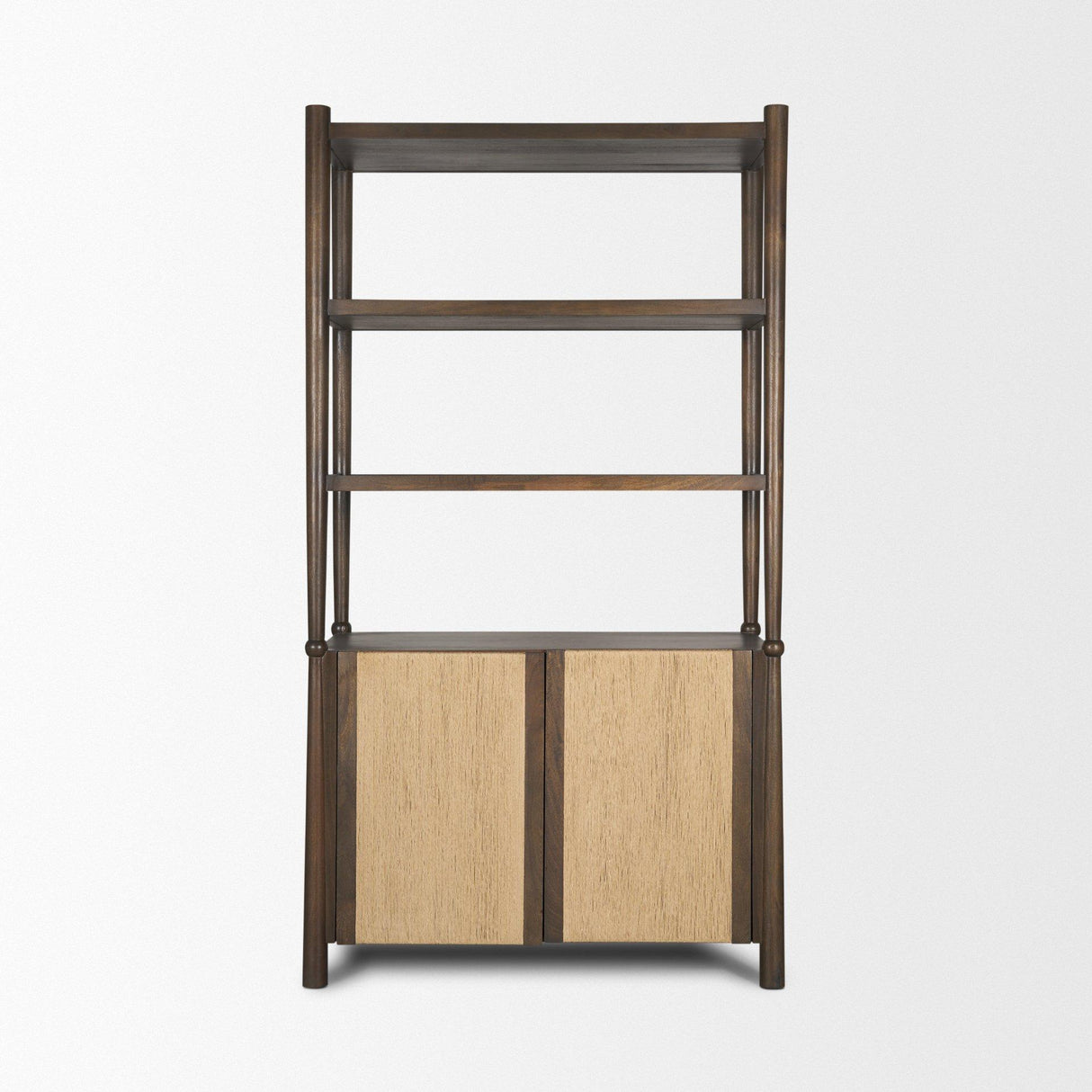 Mercana Bondi 2 Door Open Dark Brown Wood w/ Paper Rope Shelving Unit