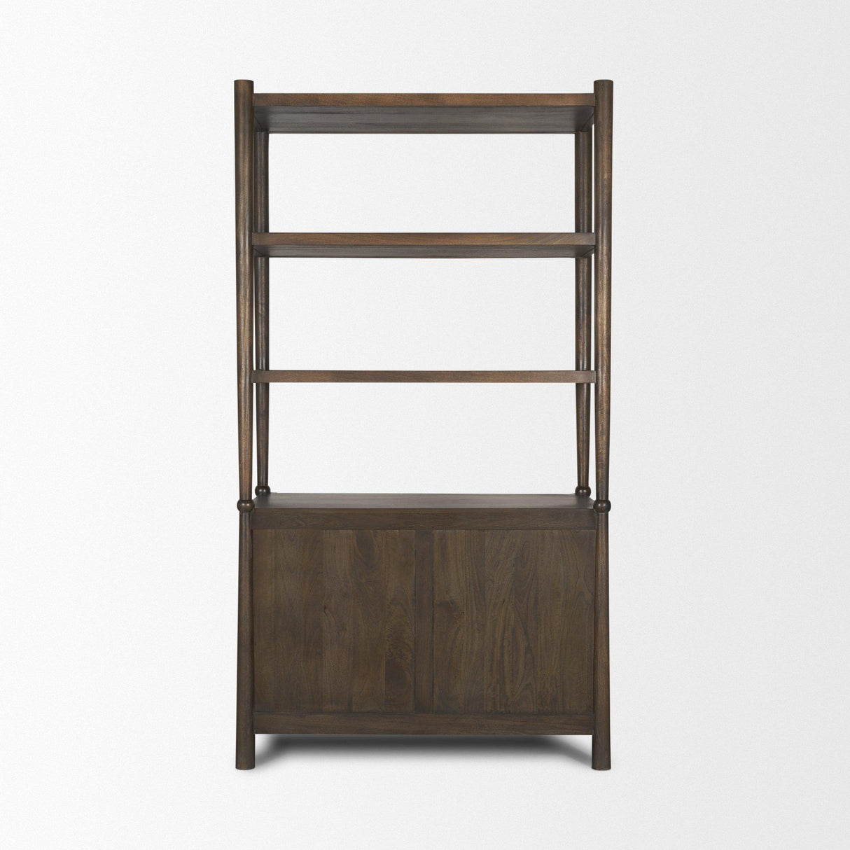 Mercana Bondi 2 Door Open Dark Brown Wood w/ Paper Rope Shelving Unit