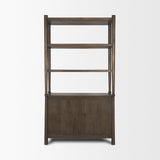 Mercana Bondi 2 Door Open Dark Brown Wood w/ Paper Rope Shelving Unit