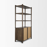 Mercana Bondi 2 Door Open Dark Brown Wood w/ Paper Rope Shelving Unit