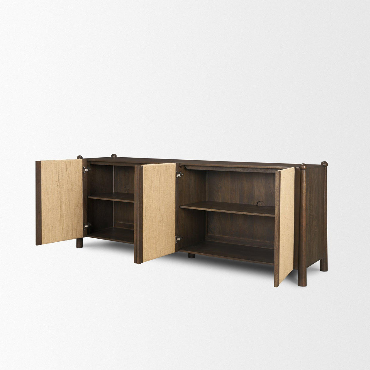 Mercana Bondi 85" Dark Brown Wood w/ Paper Rope 4 Door Closed Sideboard