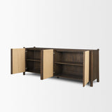 Mercana Bondi 85" Dark Brown Wood w/ Paper Rope 4 Door Closed Sideboard