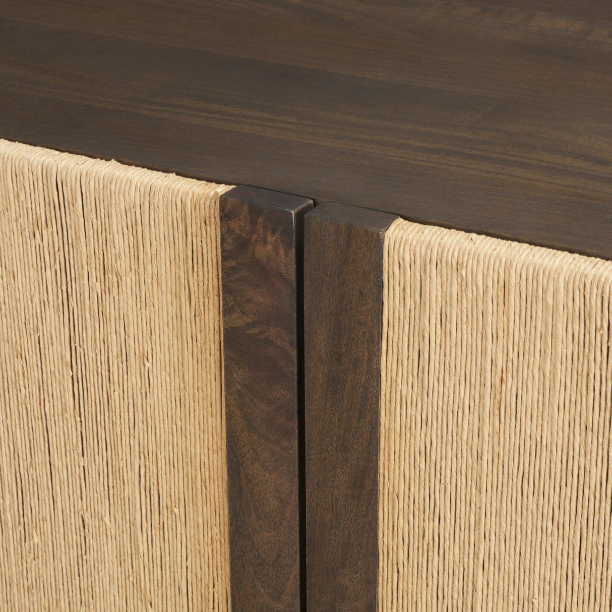 Mercana Bondi 85" Dark Brown Wood w/ Paper Rope 4 Door Closed Sideboard