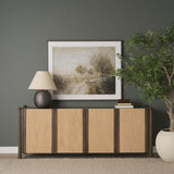 Mercana Bondi 85" Dark Brown Wood w/ Paper Rope 4 Door Closed Sideboard