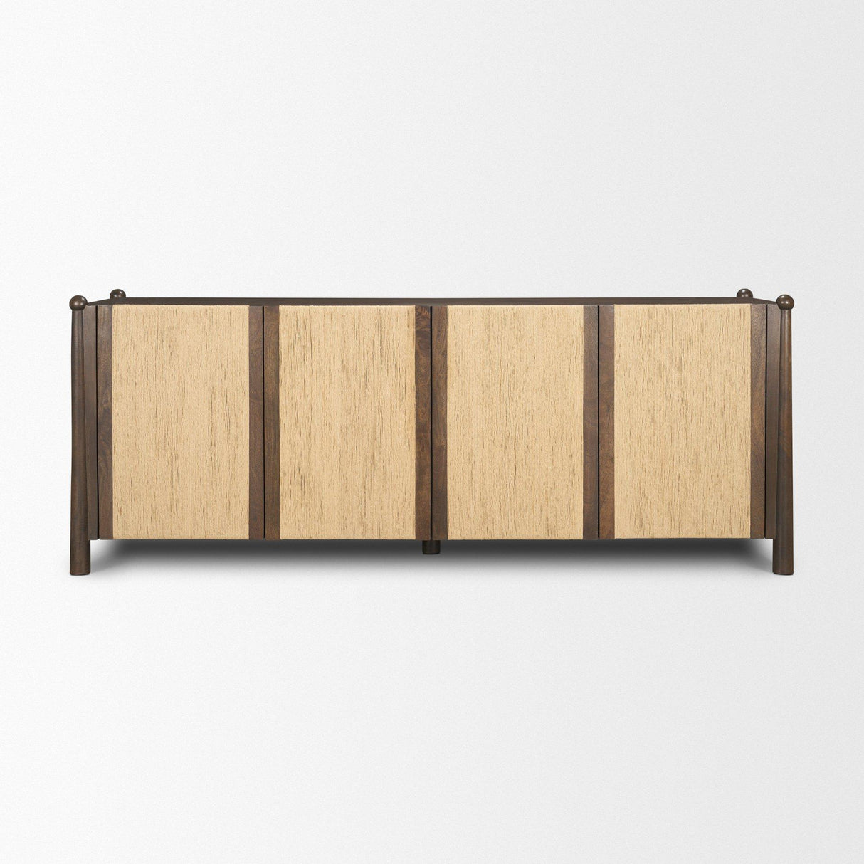 Mercana Bondi 85" Dark Brown Wood w/ Paper Rope 4 Door Closed Sideboard