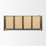Mercana Bondi 85" Dark Brown Wood w/ Paper Rope 4 Door Closed Sideboard