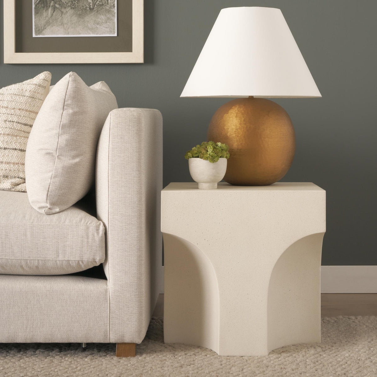 Mercana Bunda Square Sculptural Stone Finish Accent Table