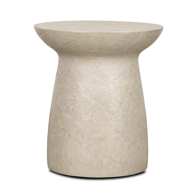 Mercana Mesa Round Stone Finish Pillar Accent Table
