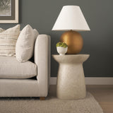 Mercana Mesa Round Stone Finish Pillar Accent Table