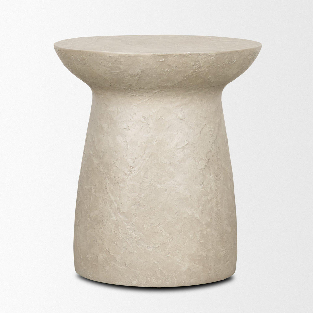 Mercana Mesa Round Stone Finish Pillar Accent Table