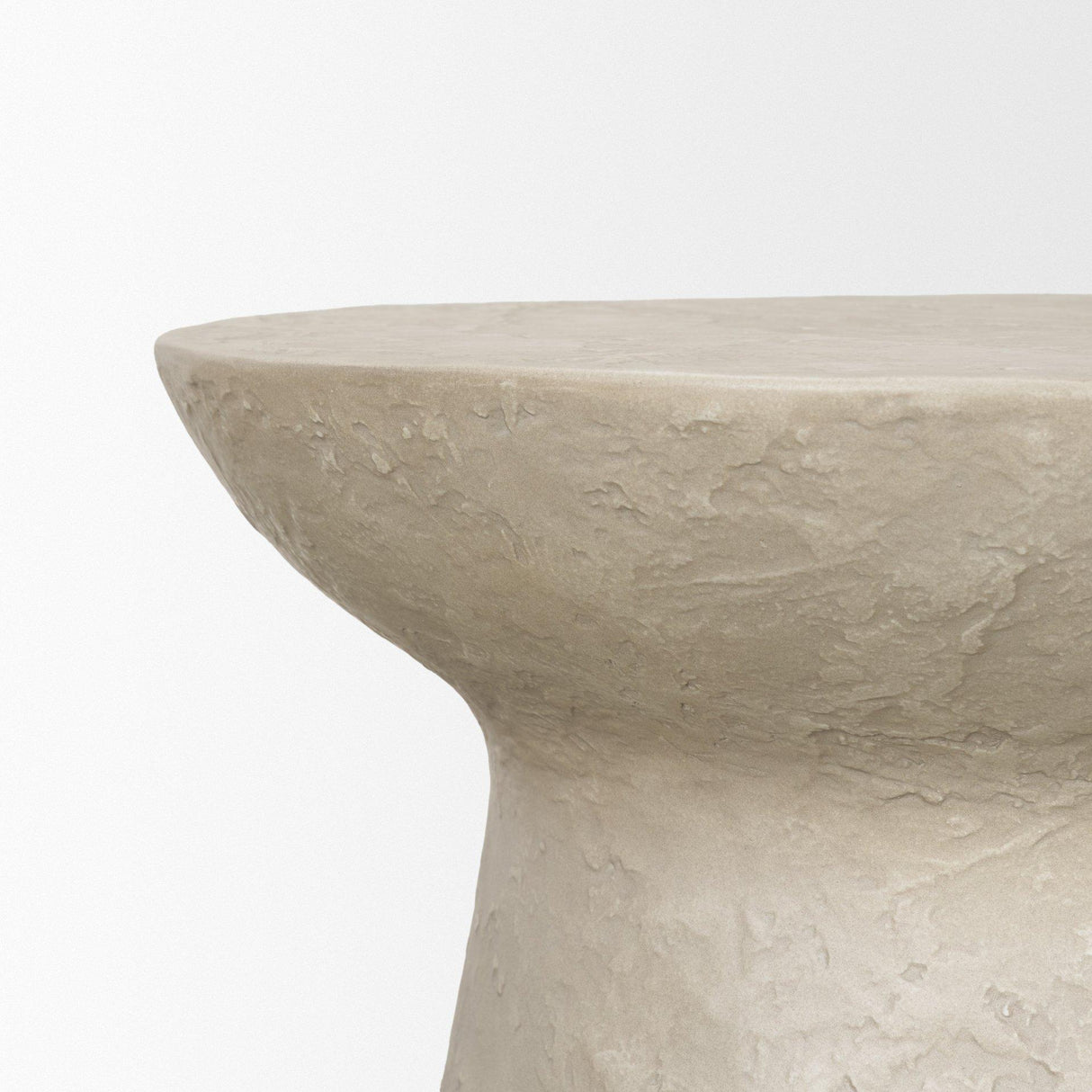 Mercana Mesa Round Stone Finish Pillar Accent Table