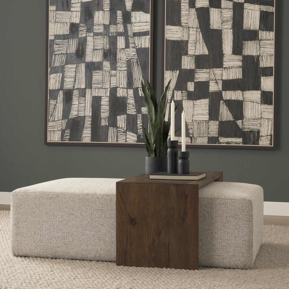 Mercana Trayden Gray Fabric w/ Brown Slider Top Coffee Table 55.0X 37.0X 46.0 (cm)