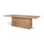 Mercana Trellyn 94" Light Brown Solid Wood Carved Woven Base Rectangular Dining Table