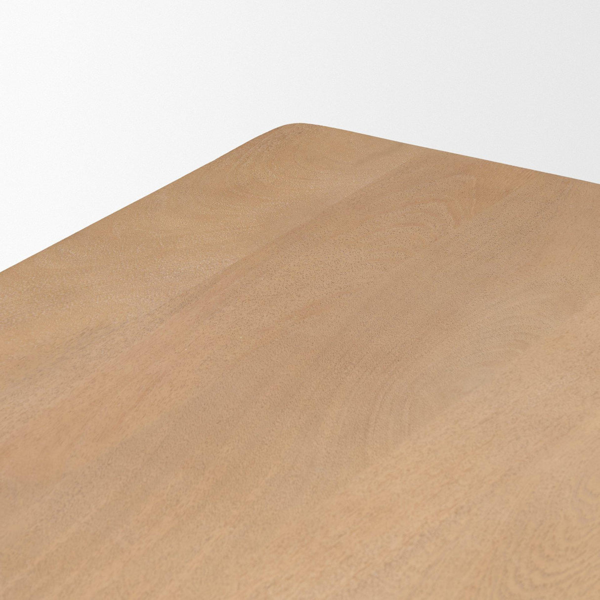 Mercana Trellyn 94" Light Brown Solid Wood Carved Woven Base Rectangular Dining Table