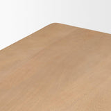 Mercana Trellyn 94" Light Brown Solid Wood Carved Woven Base Rectangular Dining Table