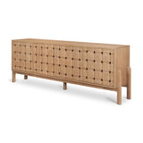 Mercana Trellyn Light Brown Solid Wood 4-Door Sideboard with Carved Woven Doors