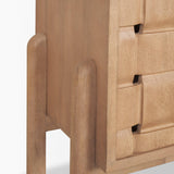 Mercana Trellyn Light Brown Solid Wood 4-Door Sideboard with Carved Woven Doors