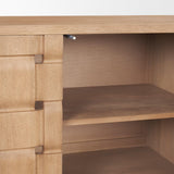 Mercana Trellyn Light Brown Solid Wood 4-Door Sideboard with Carved Woven Doors