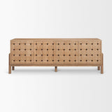 Mercana Trellyn Light Brown Solid Wood 4-Door Sideboard with Carved Woven Doors