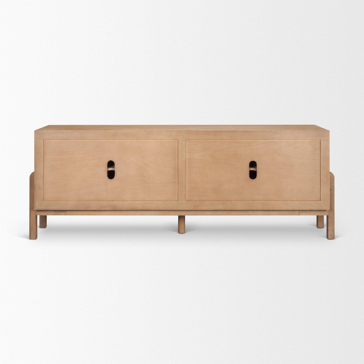 Mercana Trellyn Light Brown Solid Wood 4-Door Sideboard with Carved Woven Doors