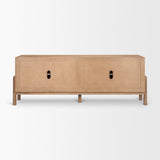 Mercana Trellyn Light Brown Solid Wood 4-Door Sideboard with Carved Woven Doors