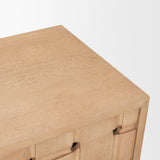 Mercana Trellyn Light Brown Solid Wood 4-Door Sideboard with Carved Woven Doors
