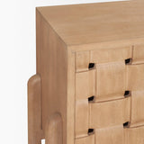 Mercana Trellyn Light Brown Solid Wood 4-Door Sideboard with Carved Woven Doors