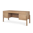 Mercana Trellyn Light Brown Solid Wood Carved Woven Desk