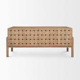Mercana Trellyn Light Brown Solid Wood Carved Woven Desk