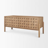 Mercana Trellyn Light Brown Solid Wood Carved Woven Desk