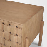 Mercana Trellyn Light Brown Solid Wood Carved Woven Desk