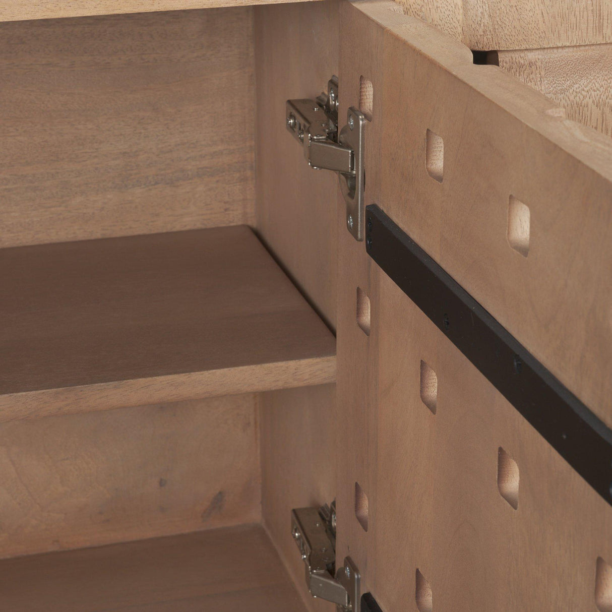 Mercana Trellyn Light Brown Solid Wood Carved Woven Desk