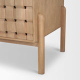 Mercana Trellyn Light Brown Solid Wood Carved Woven Desk