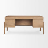 Mercana Trellyn Light Brown Solid Wood Carved Woven Desk