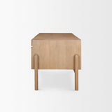 Mercana Trellyn Light Brown Solid Wood Carved Woven Desk