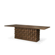 Mercana Trellyn 94" Dark Brown Solid Wood Carved Woven Base Rectangular Dining Table