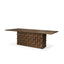 Mercana Trellyn 94" Dark Brown Solid Wood Carved Woven Base Rectangular Dining Table