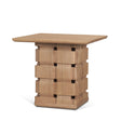 Mercana Trellyn Light Brown Wood w/ Carved Woven Base Square Accent Table