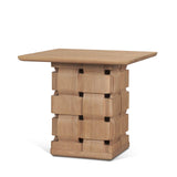 Mercana Trellyn Light Brown Wood w/ Carved Woven Base Square Accent Table