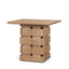 Mercana Trellyn Light Brown Wood w/ Carved Woven Base Square Accent Table