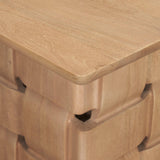 Mercana Trellyn Light Brown Wood w/ Carved Woven Base Square Accent Table