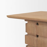Mercana Trellyn Light Brown Wood w/ Carved Woven Base Square Accent Table