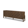 Mercana Trellyn Dark Brown Solid Wood 4-Door w/ Carved Woven Doors Closed Sideboard