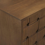Mercana Trellyn Dark Brown Solid Wood 4-Door w/ Carved Woven Doors Closed Sideboard