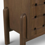 Mercana Trellyn Dark Brown Solid Wood 4-Door w/ Carved Woven Doors Closed Sideboard
