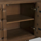 Mercana Trellyn Dark Brown Solid Wood 4-Door w/ Carved Woven Doors Closed Sideboard