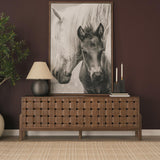 Mercana Trellyn Dark Brown Solid Wood 4-Door w/ Carved Woven Doors Closed Sideboard