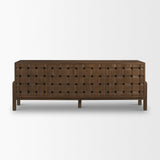Mercana Trellyn Dark Brown Solid Wood 4-Door w/ Carved Woven Doors Closed Sideboard