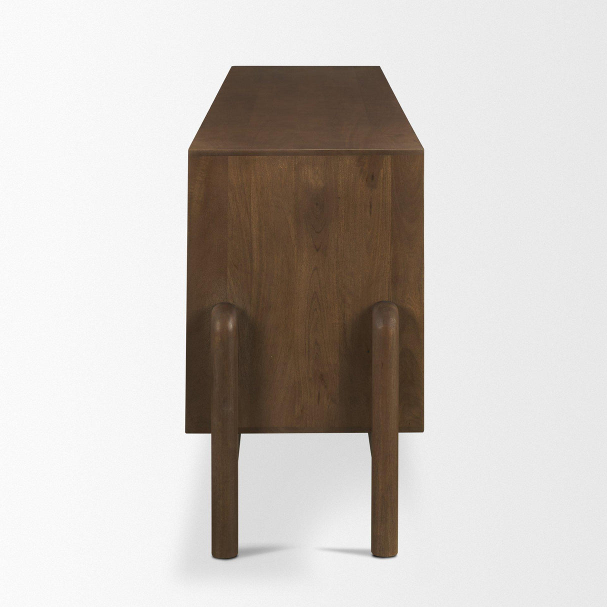 Mercana Trellyn Dark Brown Solid Wood 4-Door w/ Carved Woven Doors Closed Sideboard