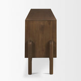 Mercana Trellyn Dark Brown Solid Wood 4-Door w/ Carved Woven Doors Closed Sideboard